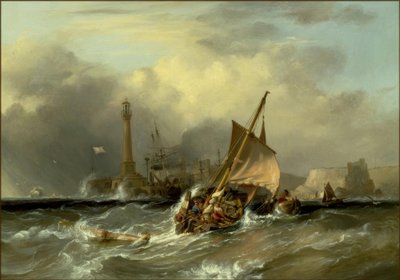 Ships in Strong Current off Margate / Painting by G. Chambers by George Chambers